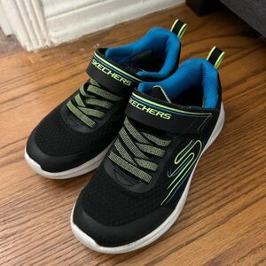 Skechers Kids Black and Neon Green Sneakers